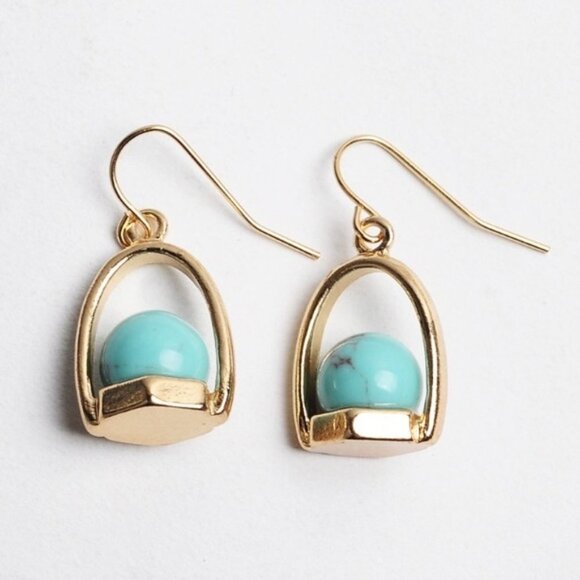 Turquoise ball drop earrings NWOT - Picture 1 of 2